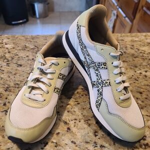 Asics Women's Sneakers - White and Cream with Leopard Print